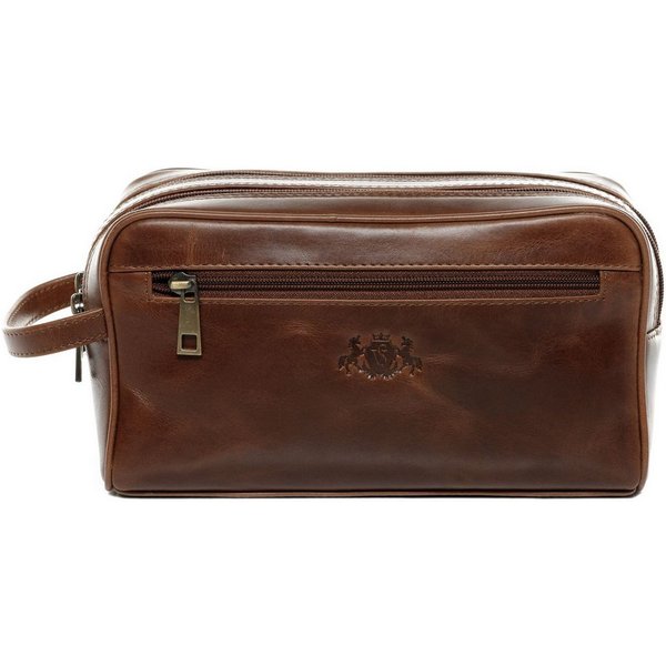 SID & VAIN Kulturbeutel echt Leder Kulturtasche groß hell-braun, Waschbeutel Echtleder für Herren, Kosmetiktasche vintage hellbraun