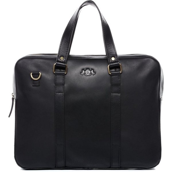 SID & VAIN Laptoptasche echt Leder Aktentasche 15 Zoll Laptop Fach schwarz, Laptoptasche 15,4 Zoll, Aktentasche Echtleder Damen Herren schwarz