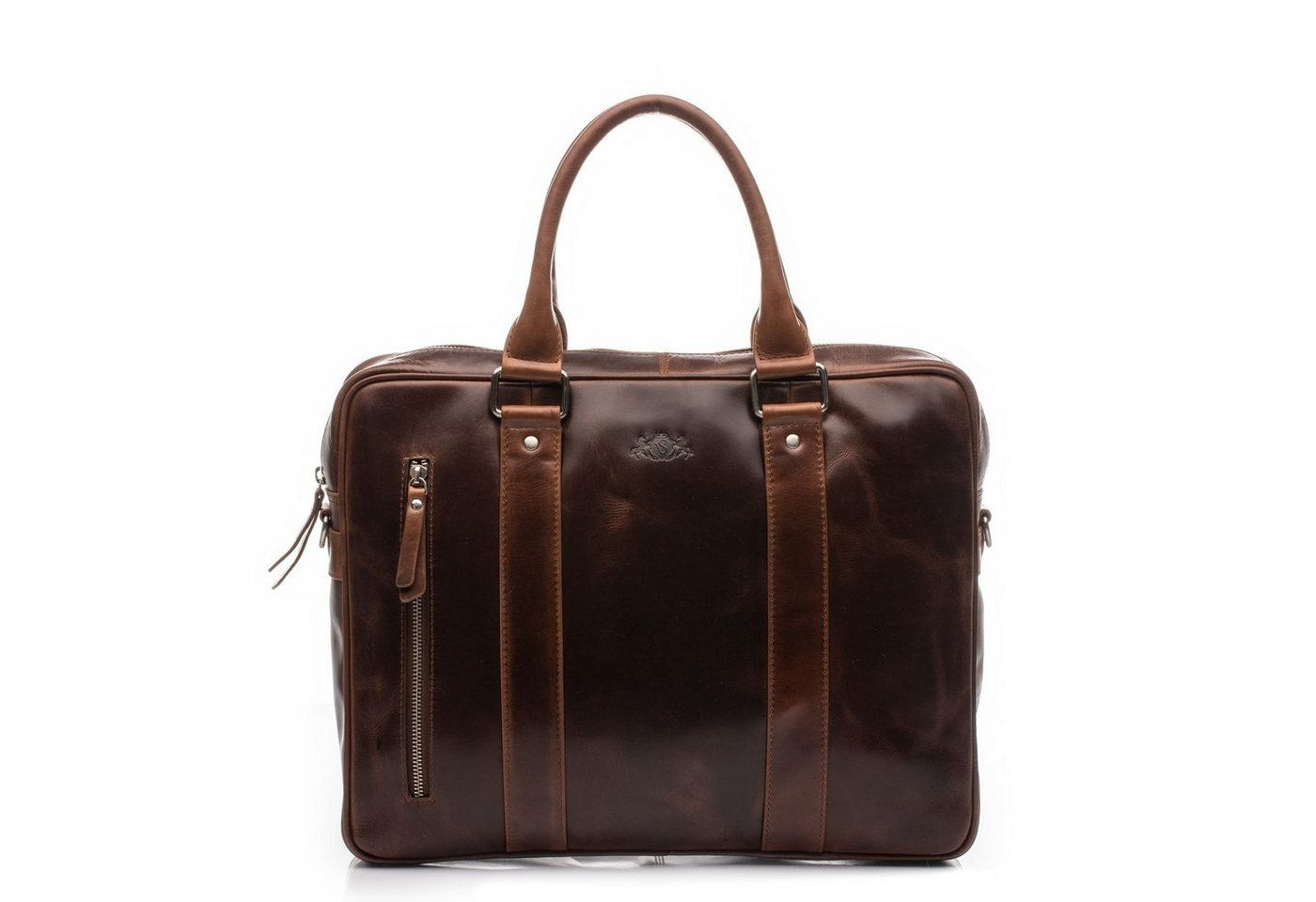 SID & VAIN Laptoptasche echt Leder Aktentasche groß 15 Zoll braun, Laptoptasche 15,4 Zoll echt Leder Unisex, Aktentasche, braun-cognac – Bild 3 von 5