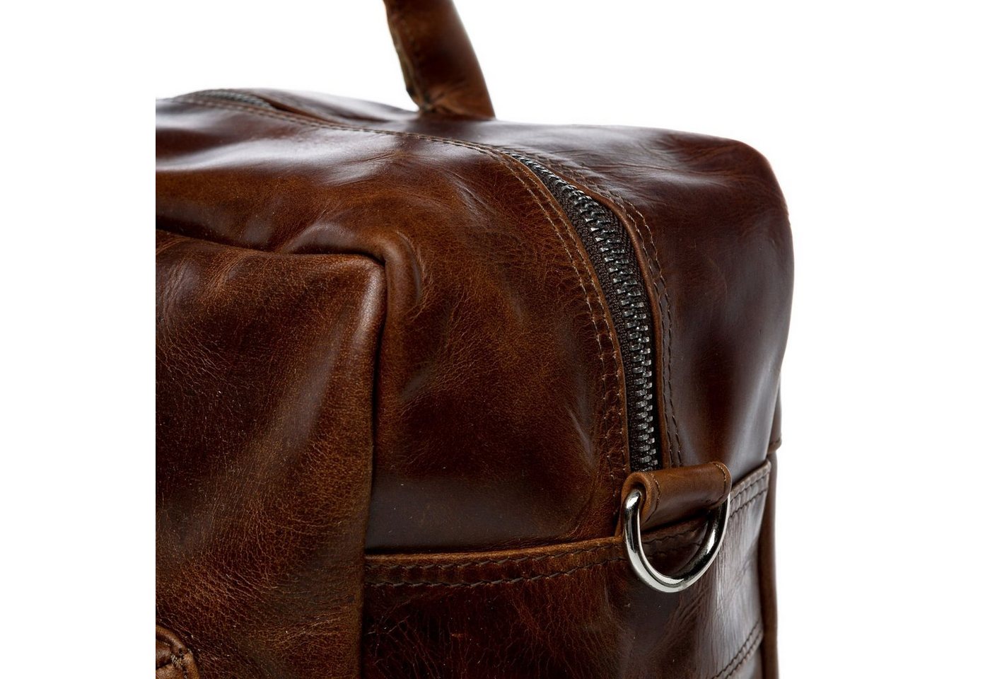 SID & VAIN Laptoptasche echt Leder Aktentasche groß 15 Zoll braun, Laptoptasche 15,4 Zoll, Aktentasche Echtleder Herren braun-cognac – Bild 5 von 5