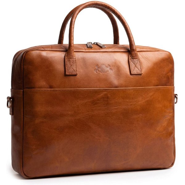 SID & VAIN Messenger Bag Cedar echt Leder Umhängetasche 15 Zoll Laptop, Arbeitstasche Businesstasche Damen Herren Aktentasche Herren braun