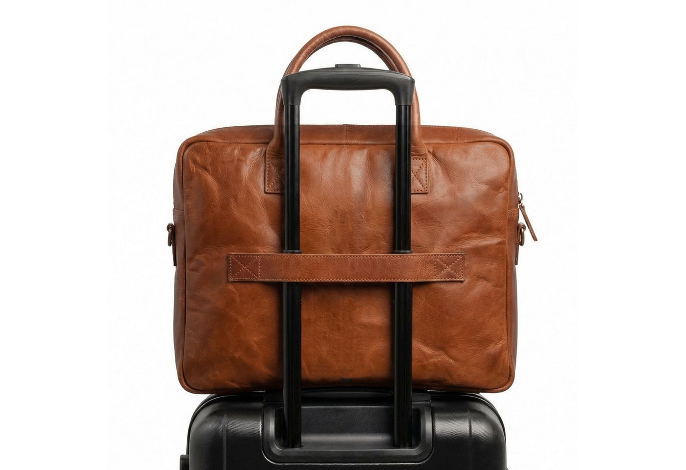 SID & VAIN Messenger Bag Cedar echt Leder Umhängetasche 15 Zoll Laptop, Arbeitstasche Businesstasche Damen Herren Aktentasche Herren braun – Bild 4 von 5