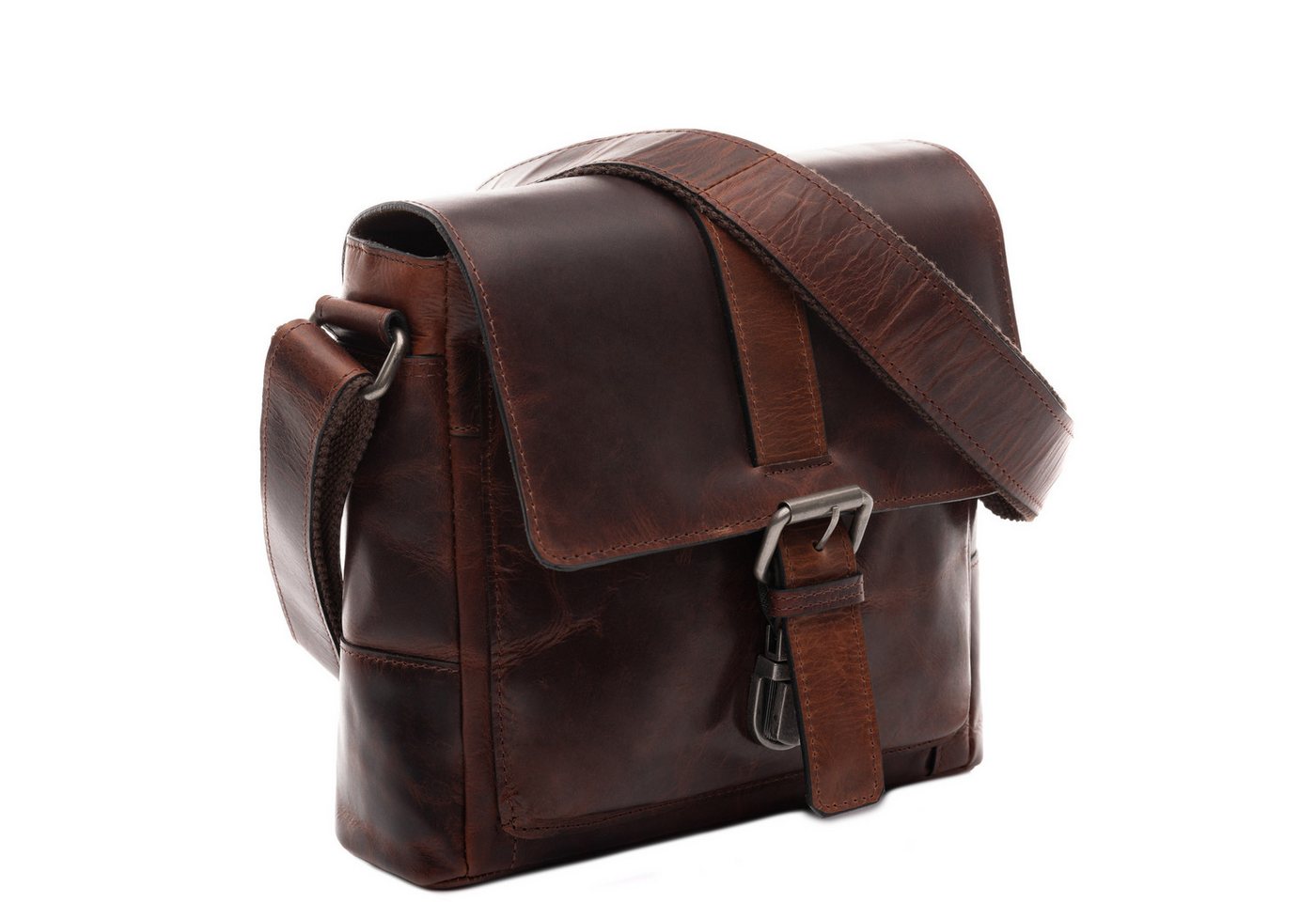 SID & VAIN Messenger Bag echt Leder Schultertasche groß braun GRAHAM, Umhängetasche echt Leder Unisex, Crossbody Bag braun – Bild 3 von 5