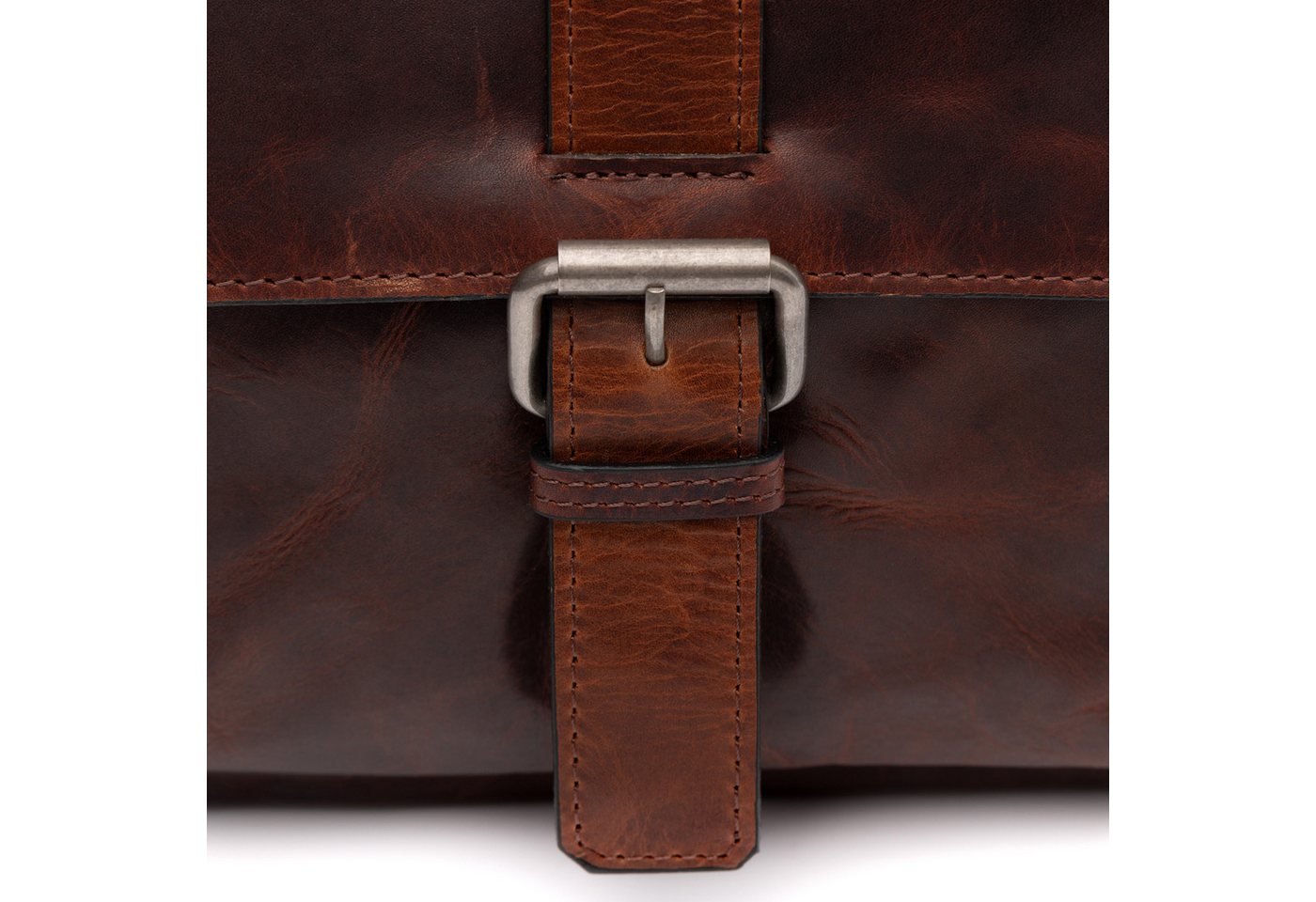 SID & VAIN Messenger Bag echt Leder Schultertasche groß braun GRAHAM, Umhängetasche echt Leder Unisex, Crossbody Bag braun – Bild 4 von 5