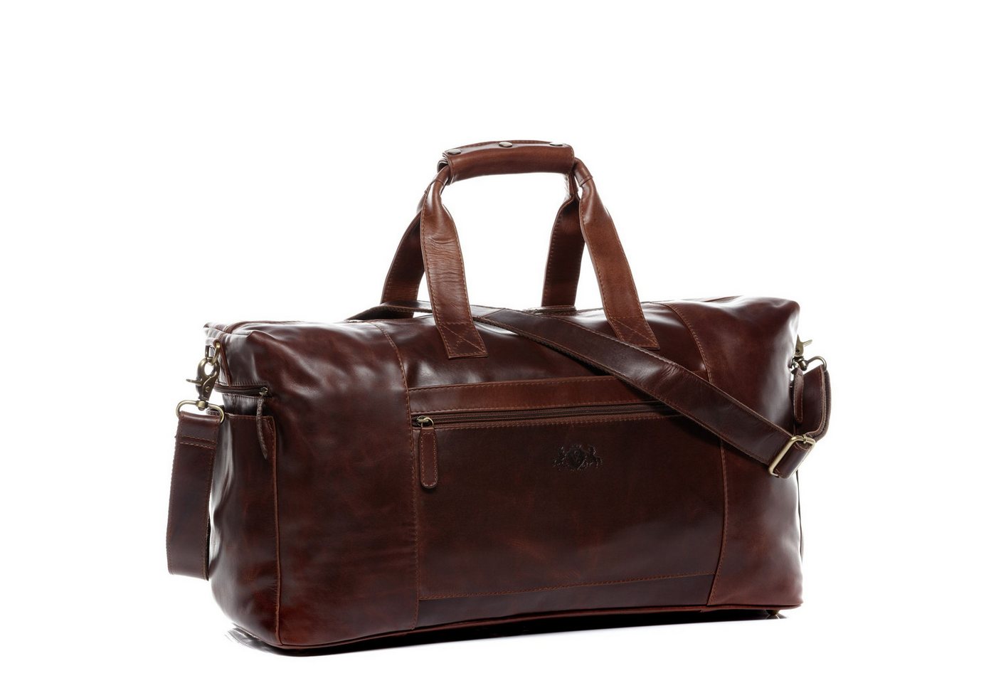 SID & VAIN Reisetasche echt Leder Weekender groß braun BRISTOL SIDE, Echtleder Reisegepäck für Damen & Herren, Sporttasche XL braun – Bild 3 von 5