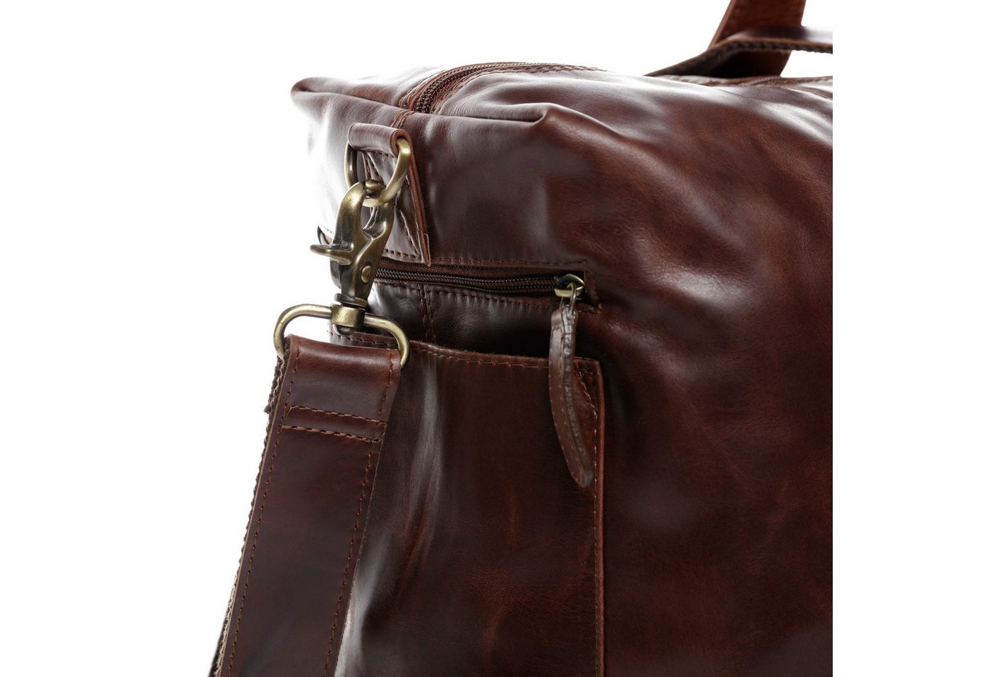 SID & VAIN Reisetasche echt Leder Weekender groß braun BRISTOL SIDE, Echtleder Reisegepäck für Damen & Herren, Sporttasche XL braun – Bild 5 von 5