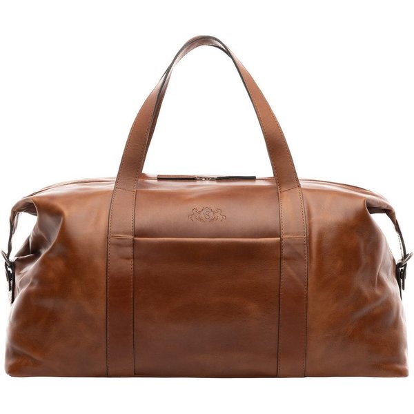 SID & VAIN Reisetasche echt Leder Weekender groß hell-braun AUBURN, Echtleder Reisegepäck für Damen & Herren, Sporttasche XL braun-cognac