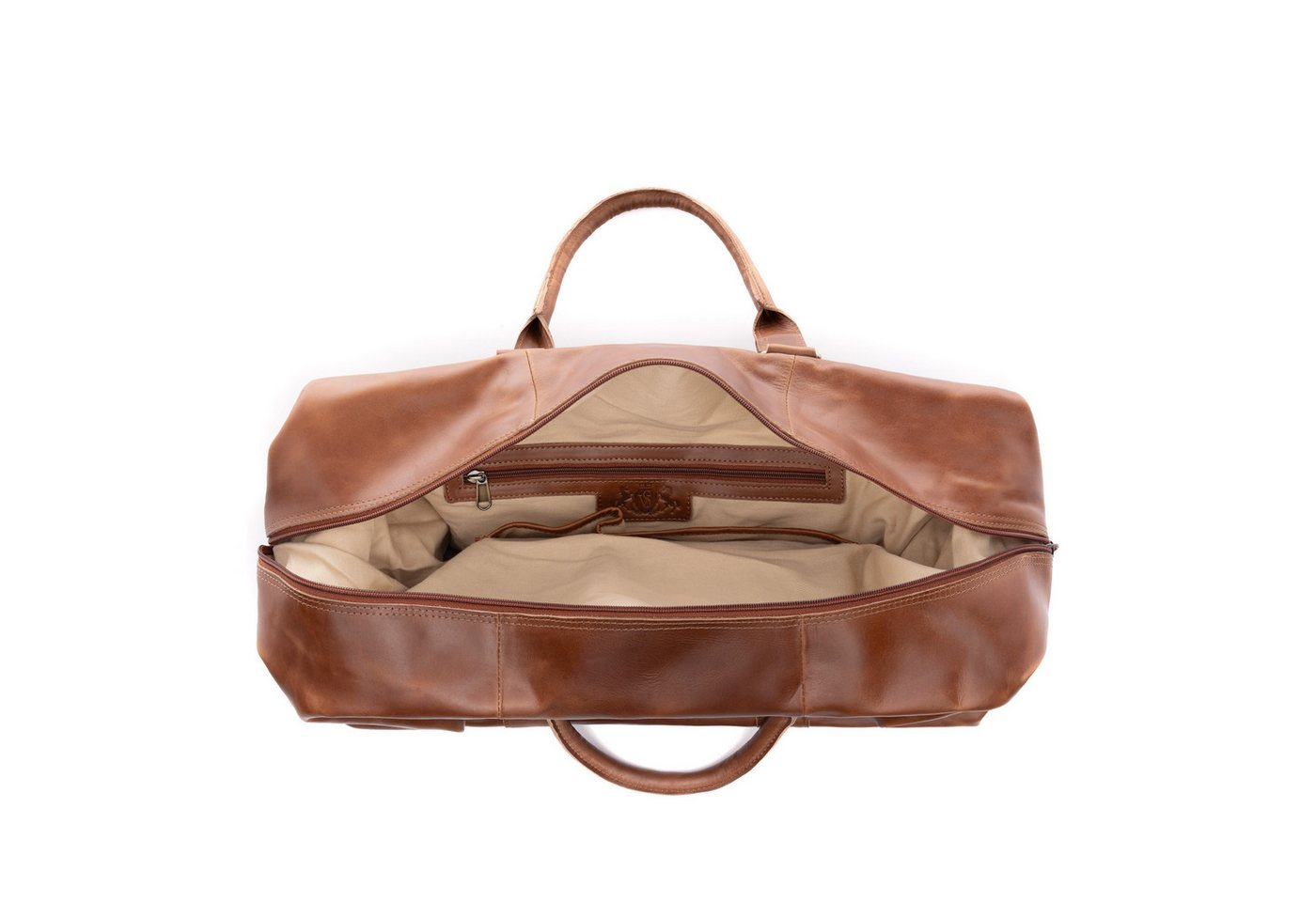 SID & VAIN Reisetasche echt Leder Weekender groß hell-braun JEREMY, Echtleder Reisegepäck für Damen & Herren, Sporttasche XL Hellbraun – Bild 3 von 5