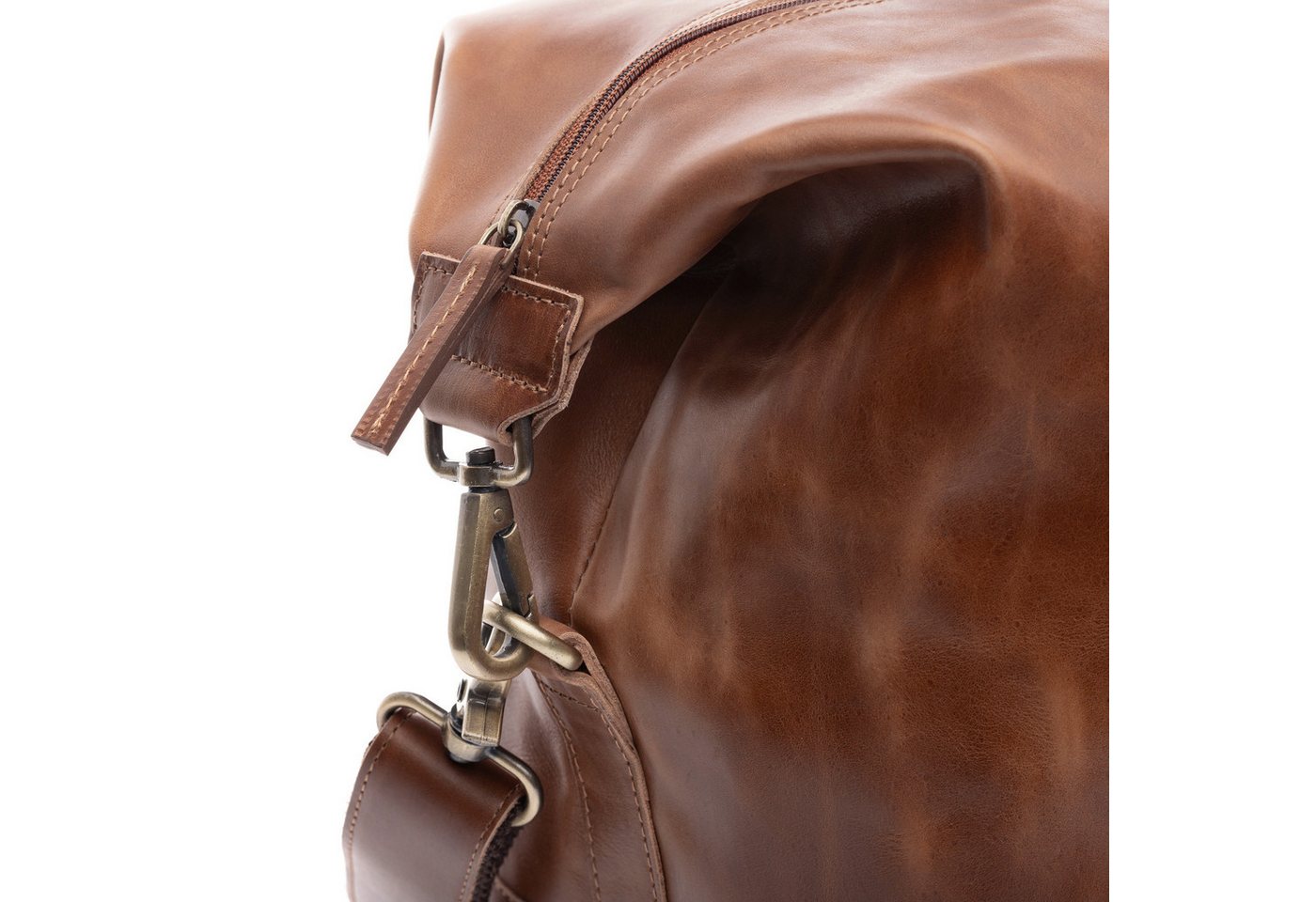 SID & VAIN Reisetasche echt Leder Weekender groß hell-braun JEREMY, Echtleder Reisegepäck für Damen & Herren, Sporttasche XL Hellbraun – Bild 5 von 5