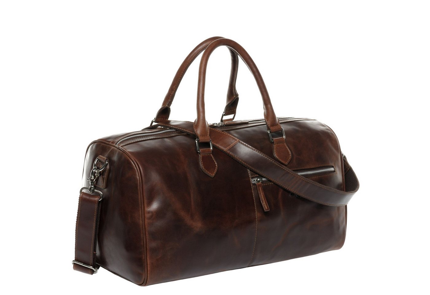 SID & VAIN Reisetasche echt Leder Weekender groß Ledertasche braun SEATTLE, Echtleder Reisegepäck für Damen & Herren, Sporttasche XL braun-cognac – Bild 3 von 5