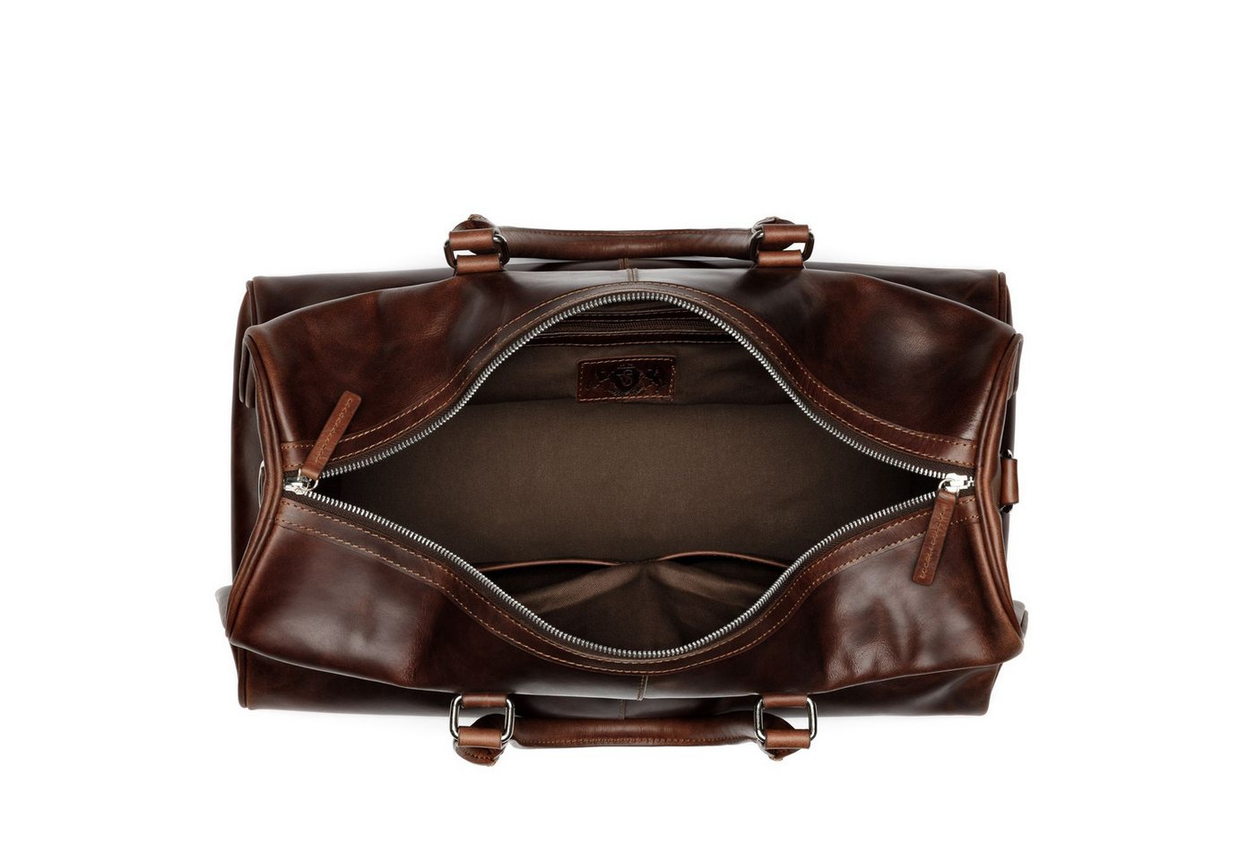SID & VAIN Reisetasche echt Leder Weekender groß Ledertasche braun SEATTLE, Echtleder Reisegepäck für Damen & Herren, Sporttasche XL braun-cognac – Bild 5 von 5