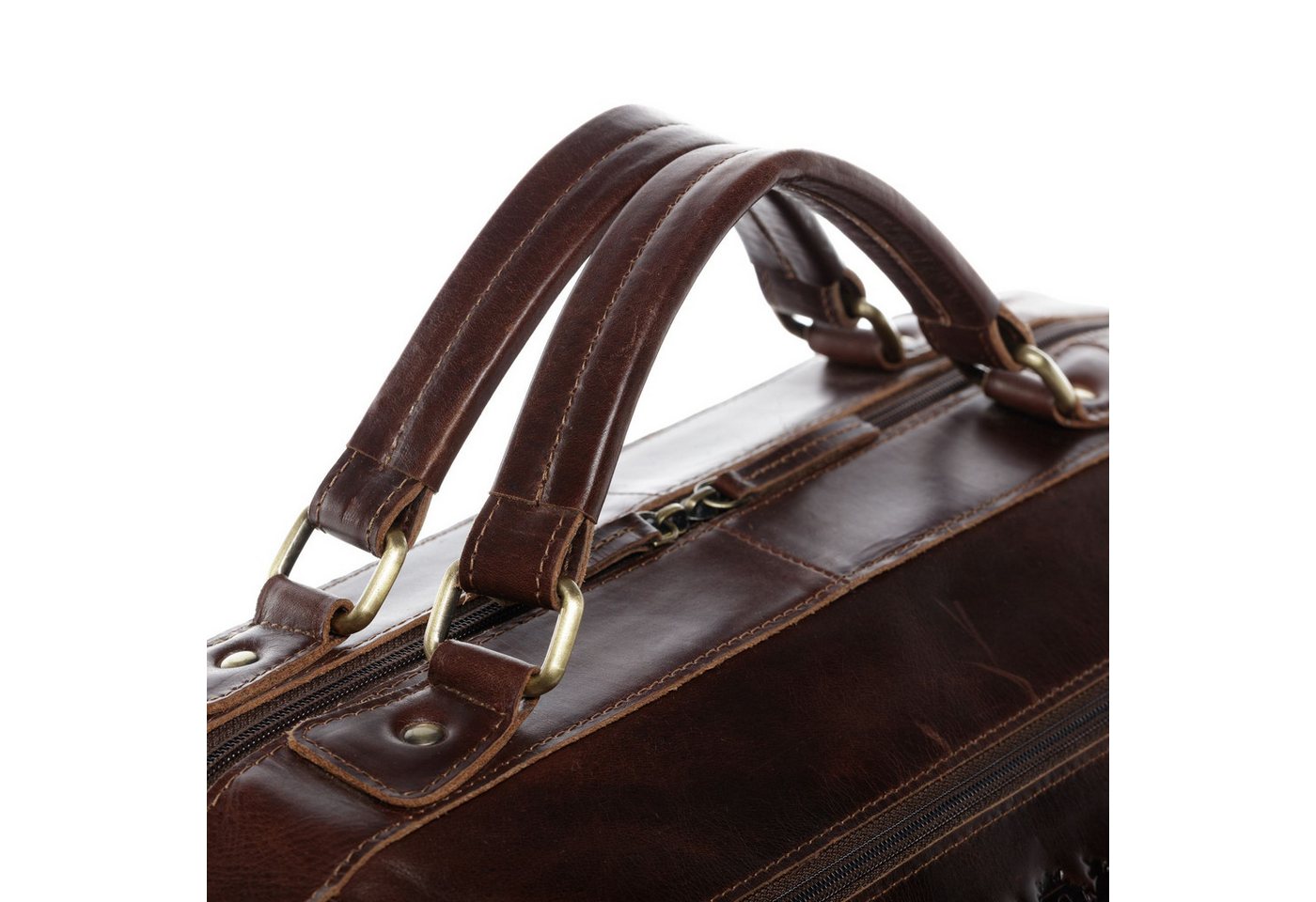 SID & VAIN Reisetasche echt Leder Weekender groß Ledertasche braun KINGSTON, Echtleder Reisegepäck für Damen & Herren, Sporttasche XL braun-cognac – Bild 5 von 5