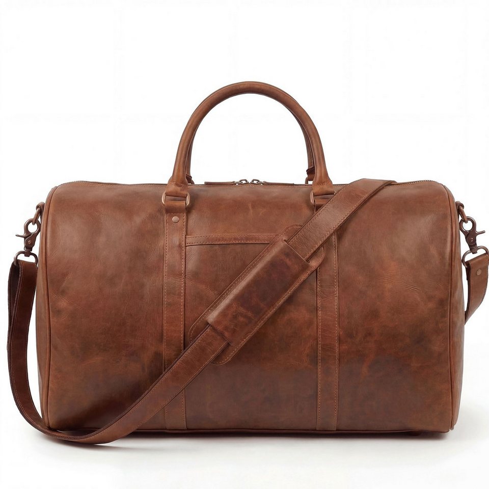 SID & VAIN Reisetasche echt Leder Weekender groß Ledertasche braun SKYLER mit Schuhfach, Echtleder Reisegepäck für Damen & Herren, Sporttasche XL Dunkelbraun – Bild 3 von 5