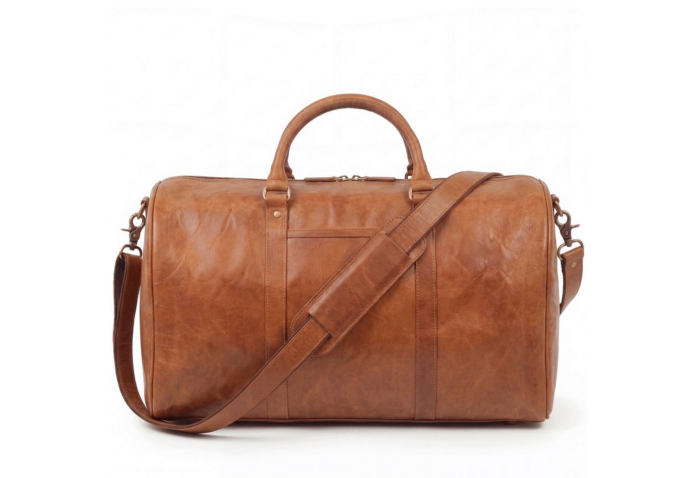 SID & VAIN Reisetasche echt Leder Weekender groß Ledertasche braun SKYLER, Echtleder Reisegepäck für Damen & Herren, Sporttasche XL Hellbraun – Bild 3 von 5