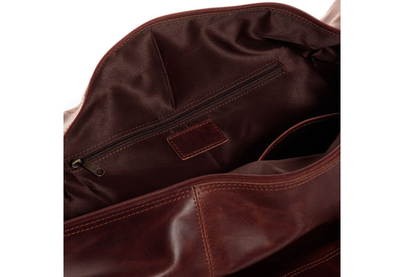 SID & VAIN Reisetasche YALE Weekender groß Handgepäck echt Leder, Reisetasche Duffle Reisegepäck Sporttasche Herren Damen braun – Bild 4 von 5