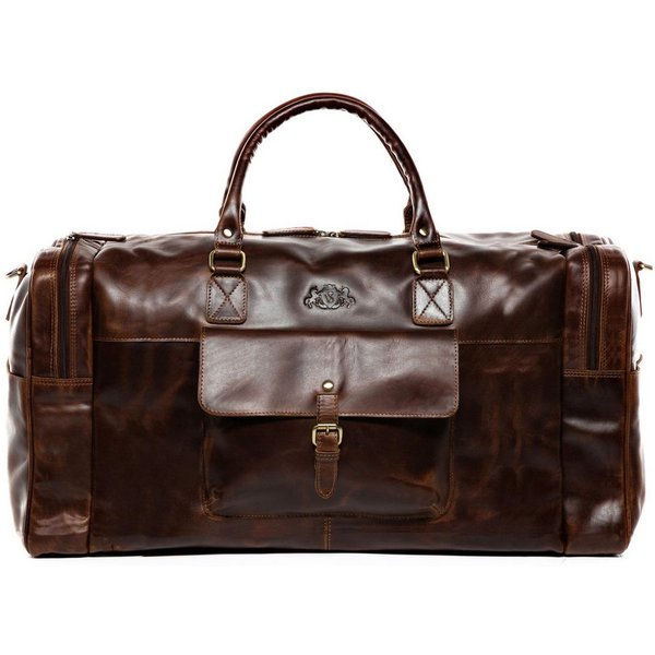 SID & VAIN Reisetasche YALE Weekender Handgepäck Schuhfach echt Leder, Reisetasche Duffle Reisegepäck Sporttasche Herren Damen braun