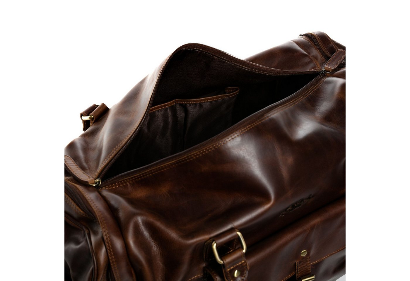 SID & VAIN Reisetasche YALE Weekender Handgepäck Schuhfach echt Leder, Reisetasche Duffle Reisegepäck Sporttasche Herren Damen braun – Bild 5 von 5