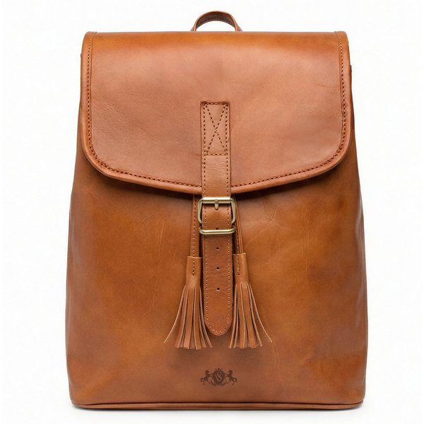 SID & VAIN Rucksack echt Leder Rucksack 15 Zoll Laptop Fach chestnut, Cityrucksack 15,4 Zoll Echtleder, Rucksack Damen Herren hellbraun