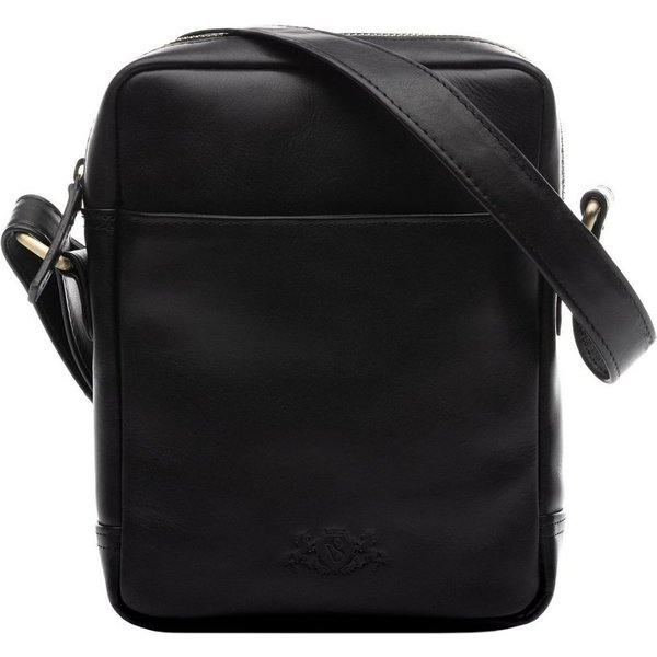 SID & VAIN Umhängetasche echt Leder Schultertasche groß schwarz, Umhängetasche echt Leder Damen Herren, Crossbody Bag, schwarz