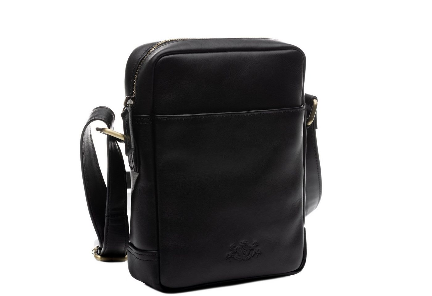 SID & VAIN Umhängetasche echt Leder Schultertasche groß schwarz, Umhängetasche echt Leder Damen Herren, Crossbody Bag, schwarz – Bild 3 von 5