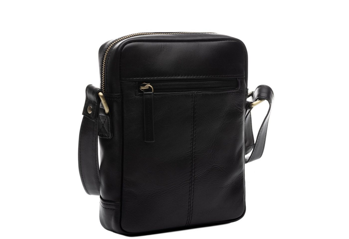 SID & VAIN Umhängetasche echt Leder Schultertasche groß schwarz, Umhängetasche echt Leder Damen Herren, Crossbody Bag, schwarz – Bild 4 von 5