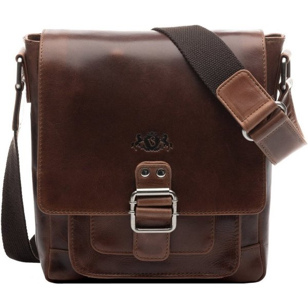 SID & VAIN Umhängetasche echt Leder Schultertasche groß braun, Messenger Bag echt Leder Damen Herren, Umhängetasche, braun-cognac