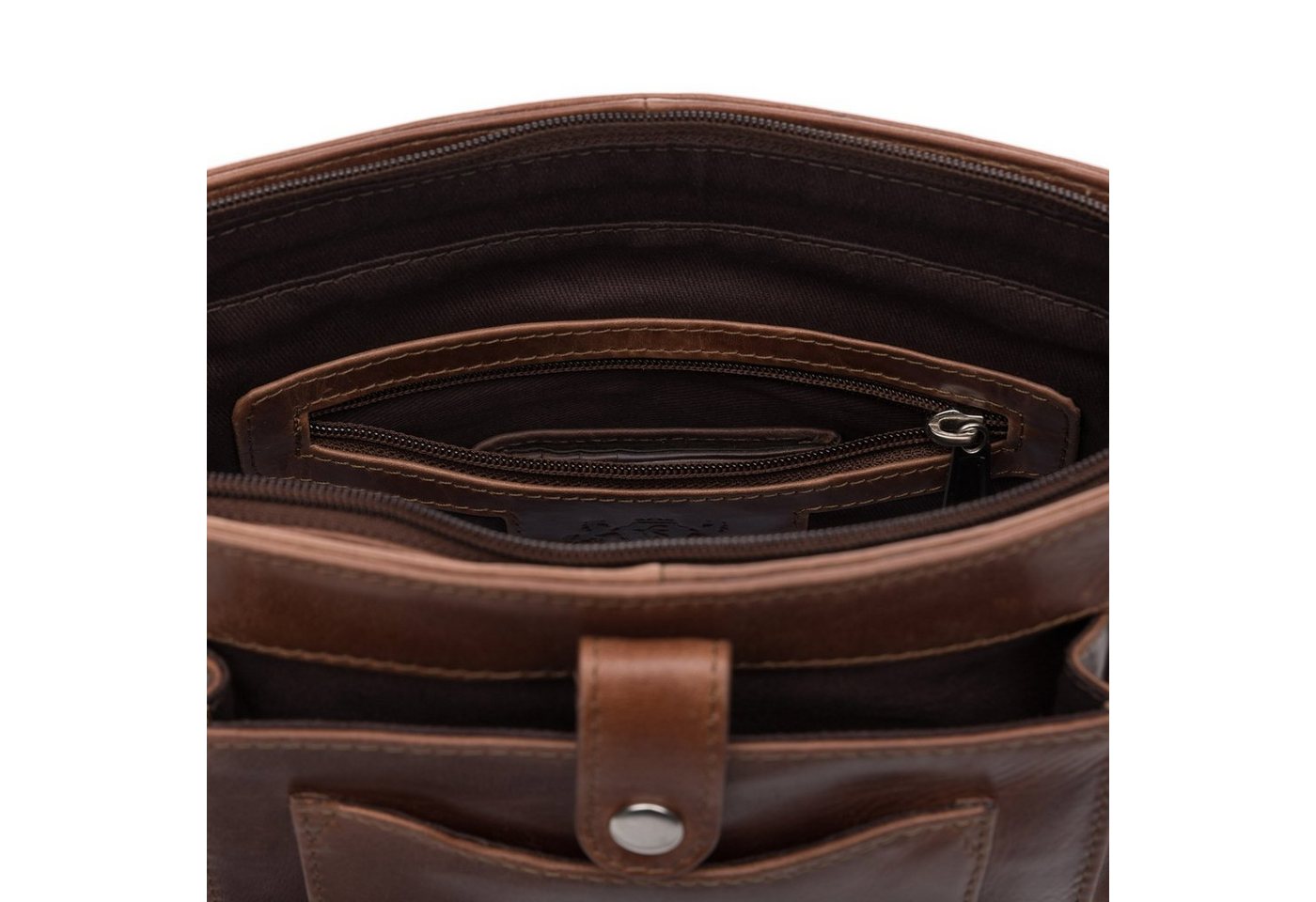 SID & VAIN Umhängetasche echt Leder Schultertasche groß braun, Messenger Bag echt Leder Damen Herren, Umhängetasche, braun-cognac – Bild 5 von 5