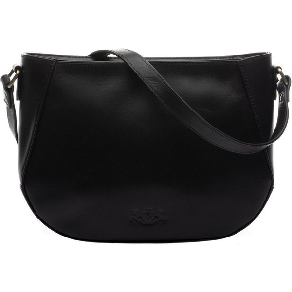 SID & VAIN Umhängetasche echt Leder Umhängetasche groß schwarz ALBANY, Crossbody Bag Echtleder für Damen, Handtasche mit Schultergurt schwarz