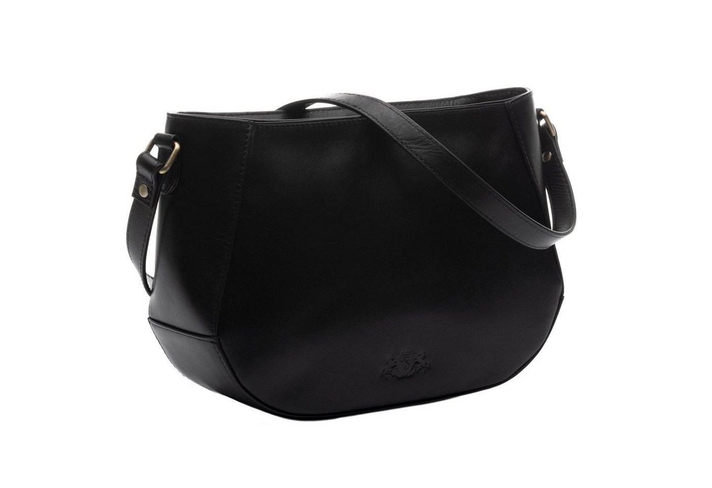 SID & VAIN Umhängetasche echt Leder Umhängetasche groß schwarz ALBANY, Crossbody Bag Echtleder für Damen, Handtasche mit Schultergurt schwarz – Bild 3 von 5