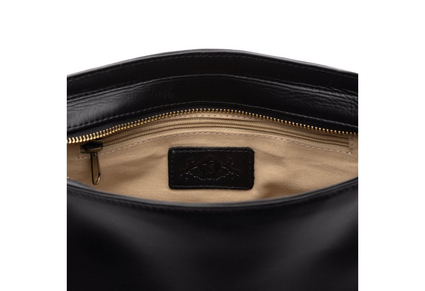 SID & VAIN Umhängetasche echt Leder Umhängetasche groß schwarz ALBANY, Crossbody Bag Echtleder für Damen, Handtasche mit Schultergurt schwarz – Bild 4 von 5