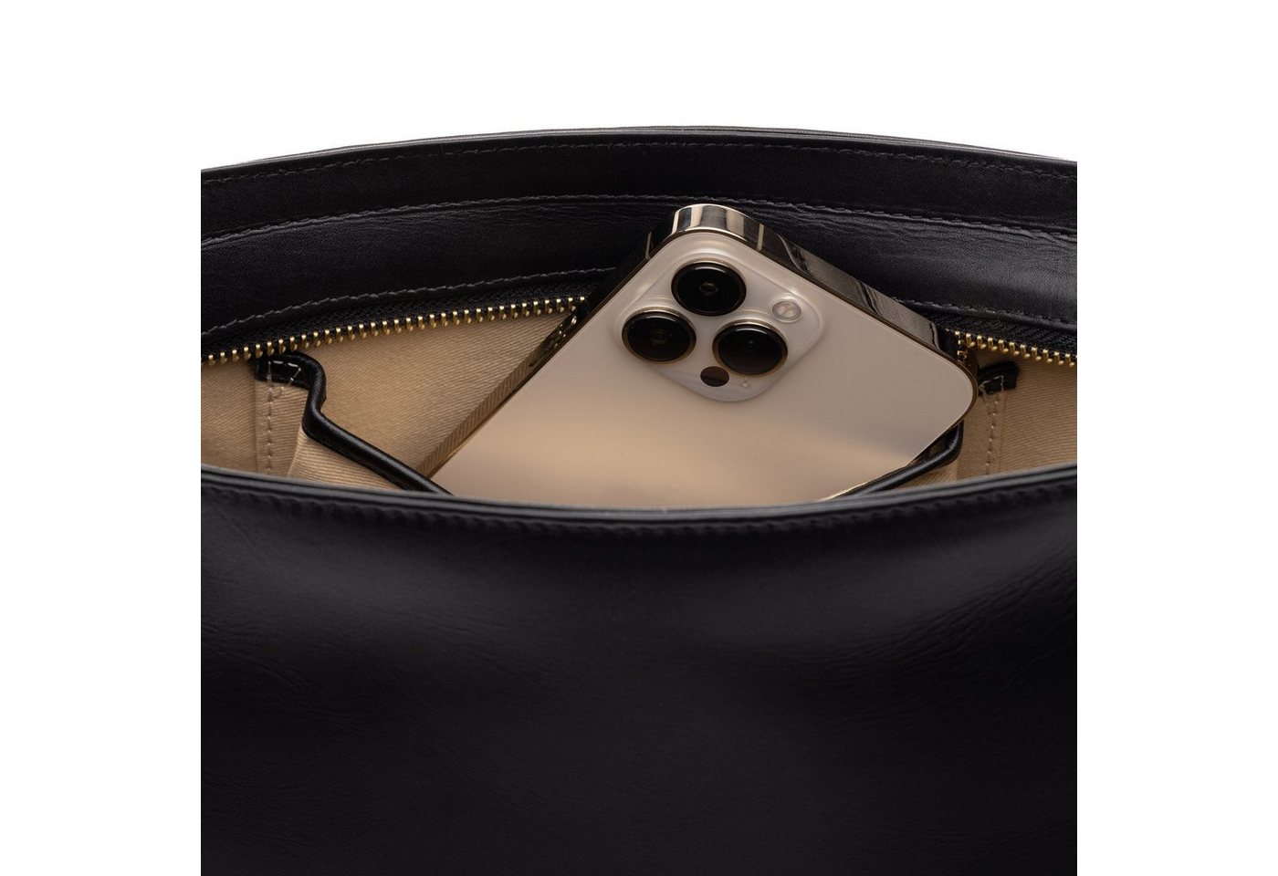 SID & VAIN Umhängetasche echt Leder Umhängetasche groß schwarz ALBANY, Crossbody Bag Echtleder für Damen, Handtasche mit Schultergurt schwarz – Bild 5 von 5
