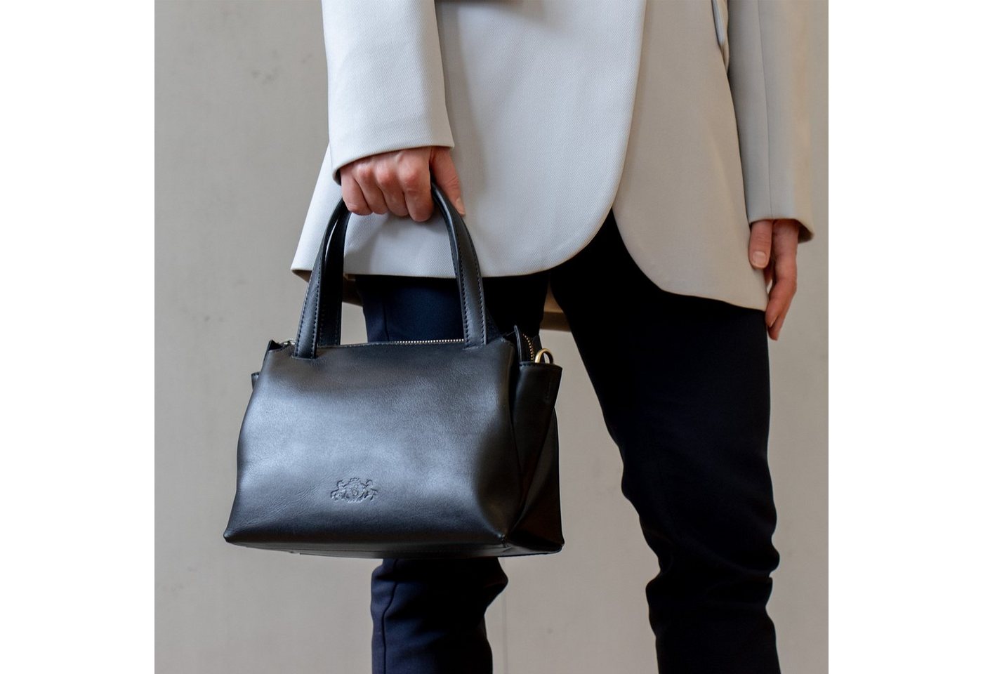 SID & VAIN Umhängetasche echt Leder Umhängetasche groß schwarz ATLANTA, Umhängetasche Echtleder Damen, Henkeltasche, Crossbody Bag schwarz – Bild 2 von 5