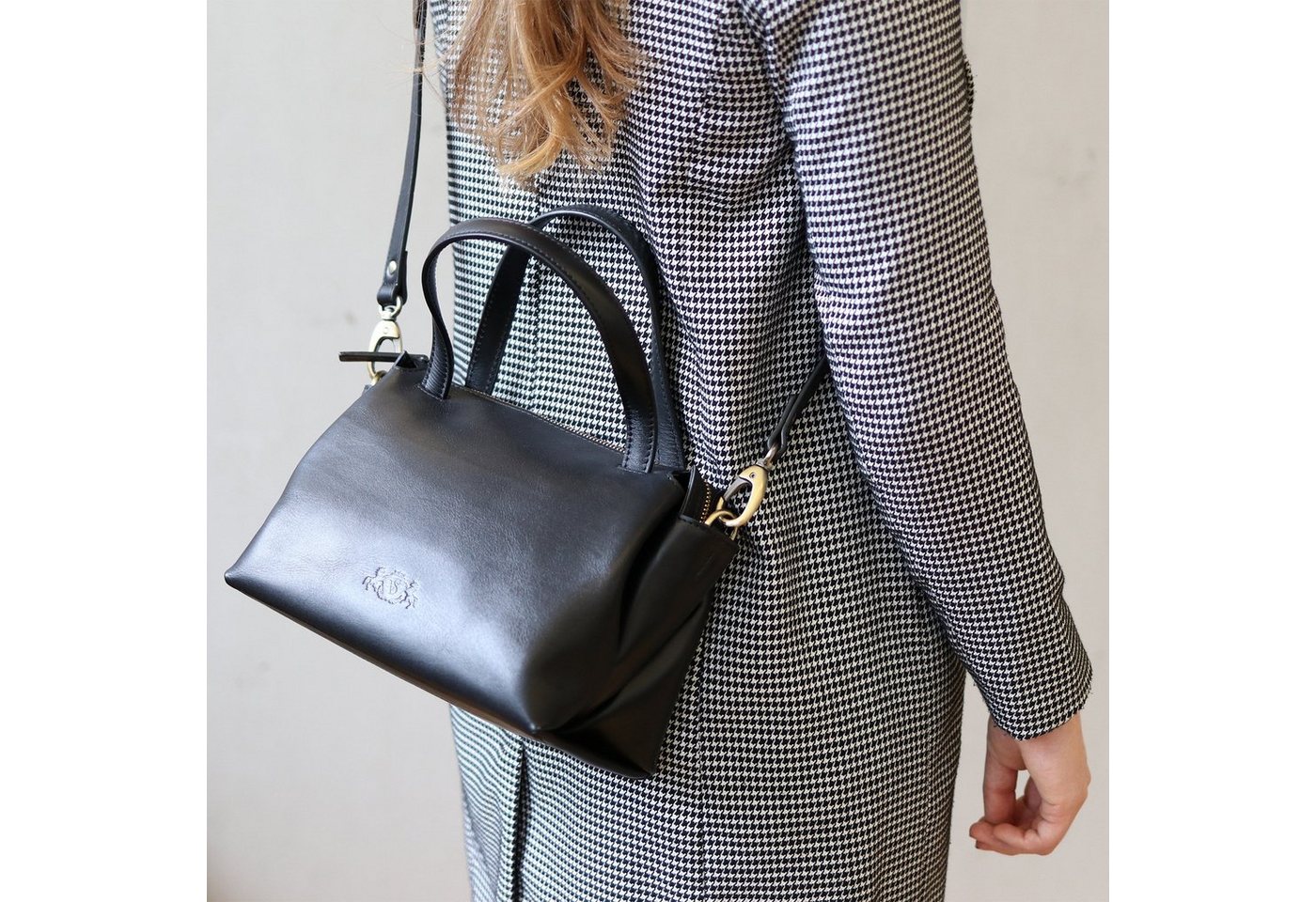 SID & VAIN Umhängetasche echt Leder Umhängetasche groß schwarz ATLANTA, Umhängetasche Echtleder Damen, Henkeltasche, Crossbody Bag schwarz – Bild 4 von 5