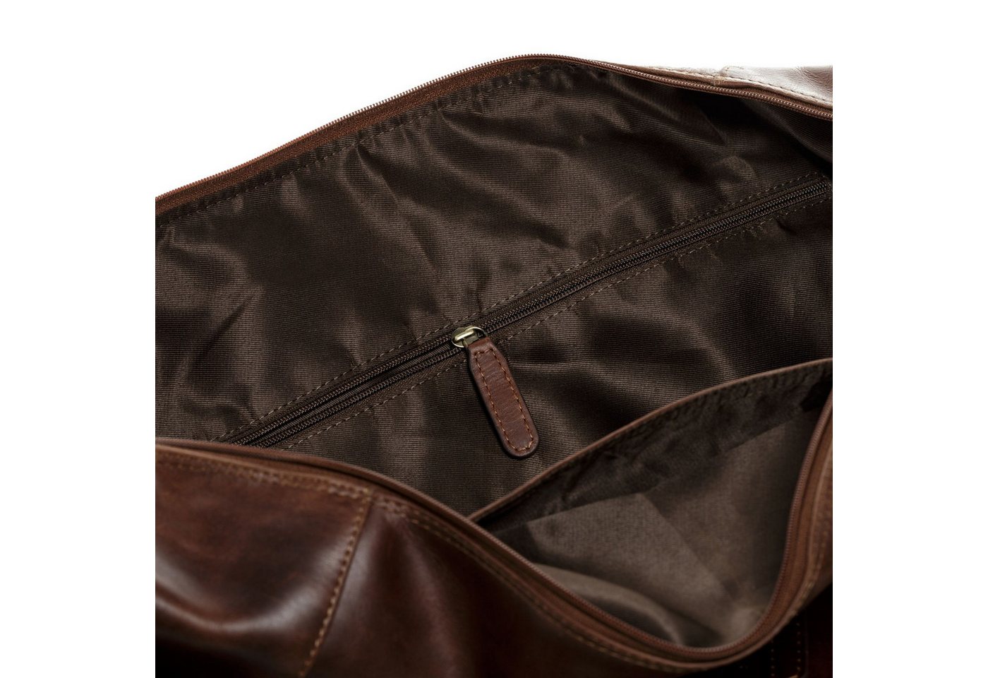 SID & VAIN Umhängetasche Leder Weekender Unisex BRISTOL, Echtleder Reisegepäck für Damen & Herren, Sporttasche XL braun-cognac – Bild 4 von 5