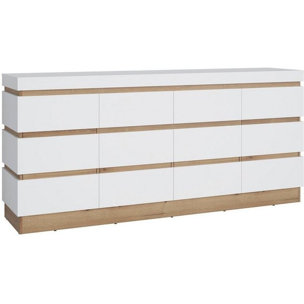 Sideboard CALABRIA, Alpinweiß, Evoke Eiche Dekor, 4 Türen, 2 Schubladen, B 201 x H 93 x T 45 cm
