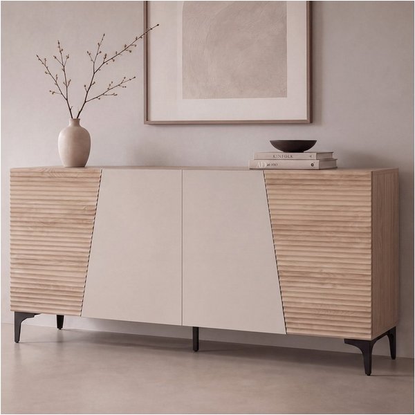 MCW Sideboard MCW-Q83-S, Dekorative Kombination aus strukturierten und glatten Fronten