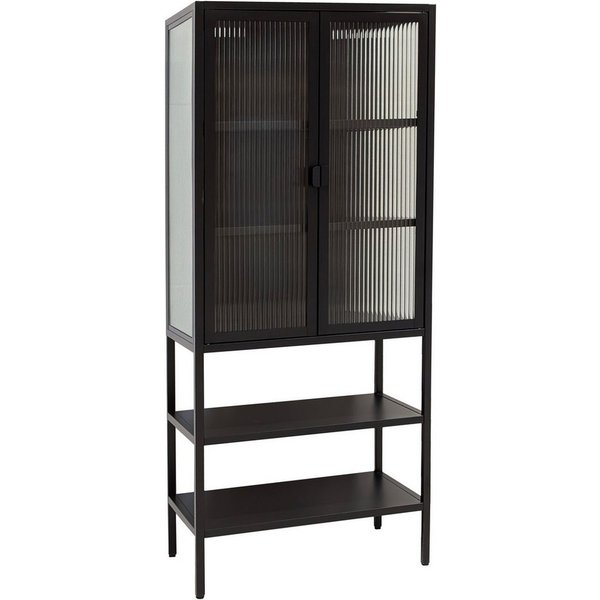 osoltus Sideboard osoltus Vitrine Schrank Riffelglas Stahl cube Schwarz Industrial 146