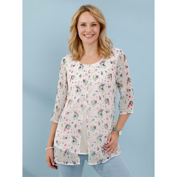 Sieh an! Klassische Bluse Longbluse 3/4-Arm
