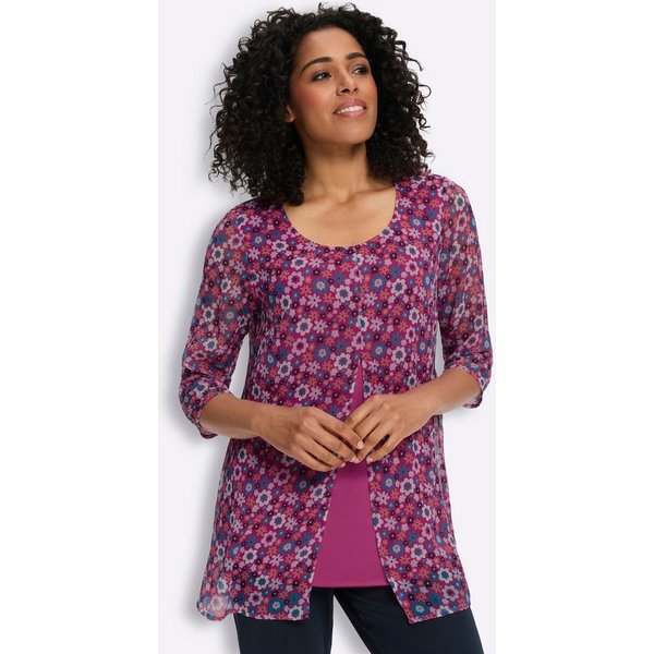 Sieh an! Klassische Bluse Longbluse 3/4-Arm