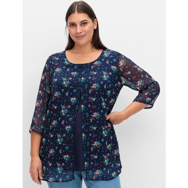 Sieh an! Klassische Bluse Longbluse 3/4-Arm