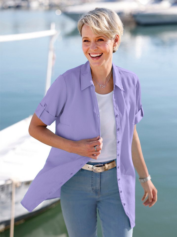 Sieh an! Klassische Bluse Longbluse Kurzarm – Bild 3 von 4