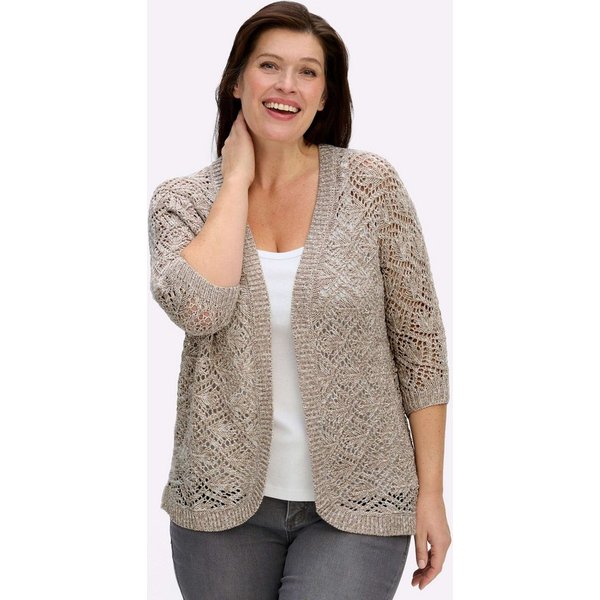 Sieh an! Strickjacke Ajour-Strickjacke 3/4-Arm Ajourstrick
