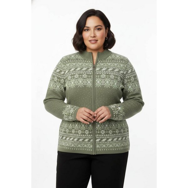 Sieh an! Strickjacke Jacquard-Strickjacke Langarm Jacquard