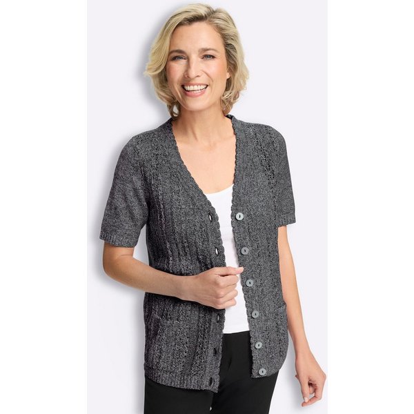 Sieh an! Strickjacke Strickjacke Kurzarm Ajourstrick