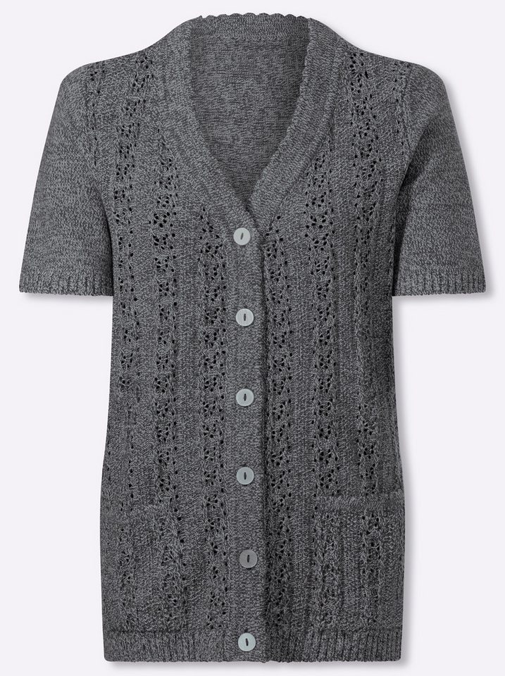 Sieh an! Strickjacke Strickjacke Kurzarm Ajourstrick – Bild 3 von 5