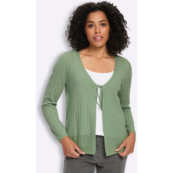 Sieh an! Strickjacke Strickjacke Langarm Ajourstrick