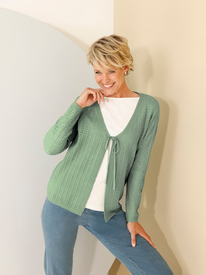 Sieh an! Strickjacke Strickjacke Langarm Ajourstrick – Bild 3 von 5