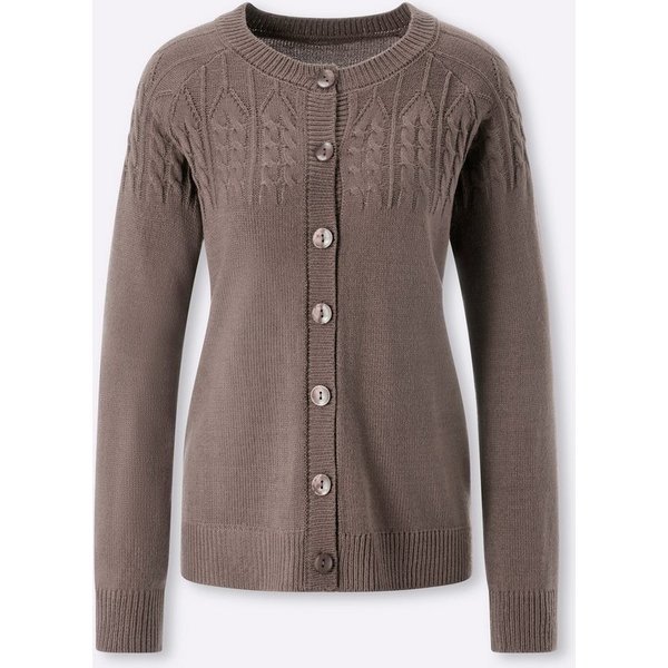 Sieh an! Strickjacke Strickjacke Langarm Feinstrick, Zopfmuster