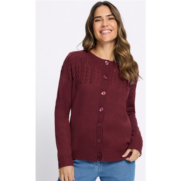 Sieh an! Strickjacke Strickjacke Langarm Feinstrick, Zopfmuster