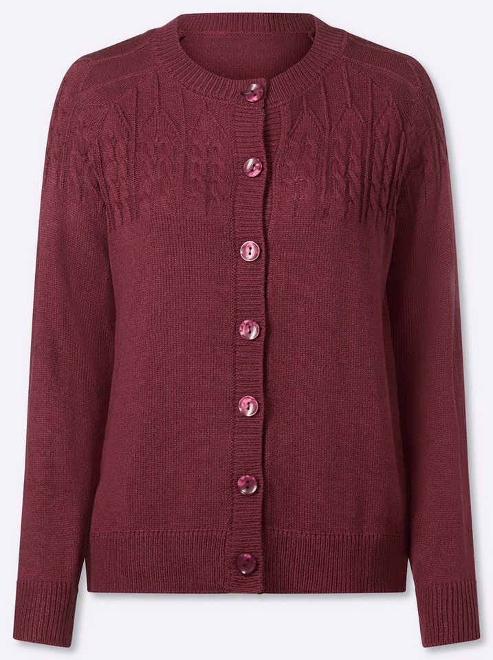 Sieh an! Strickjacke Strickjacke Langarm Feinstrick, Zopfmuster – Bild 3 von 5